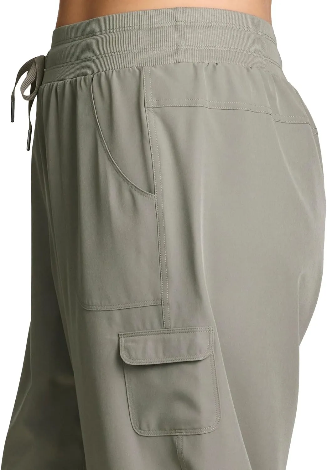 RBX Active Women's Plus Size Fashion Lightweight Woven Body Skimming Drawstring Cargo Capri Pant
