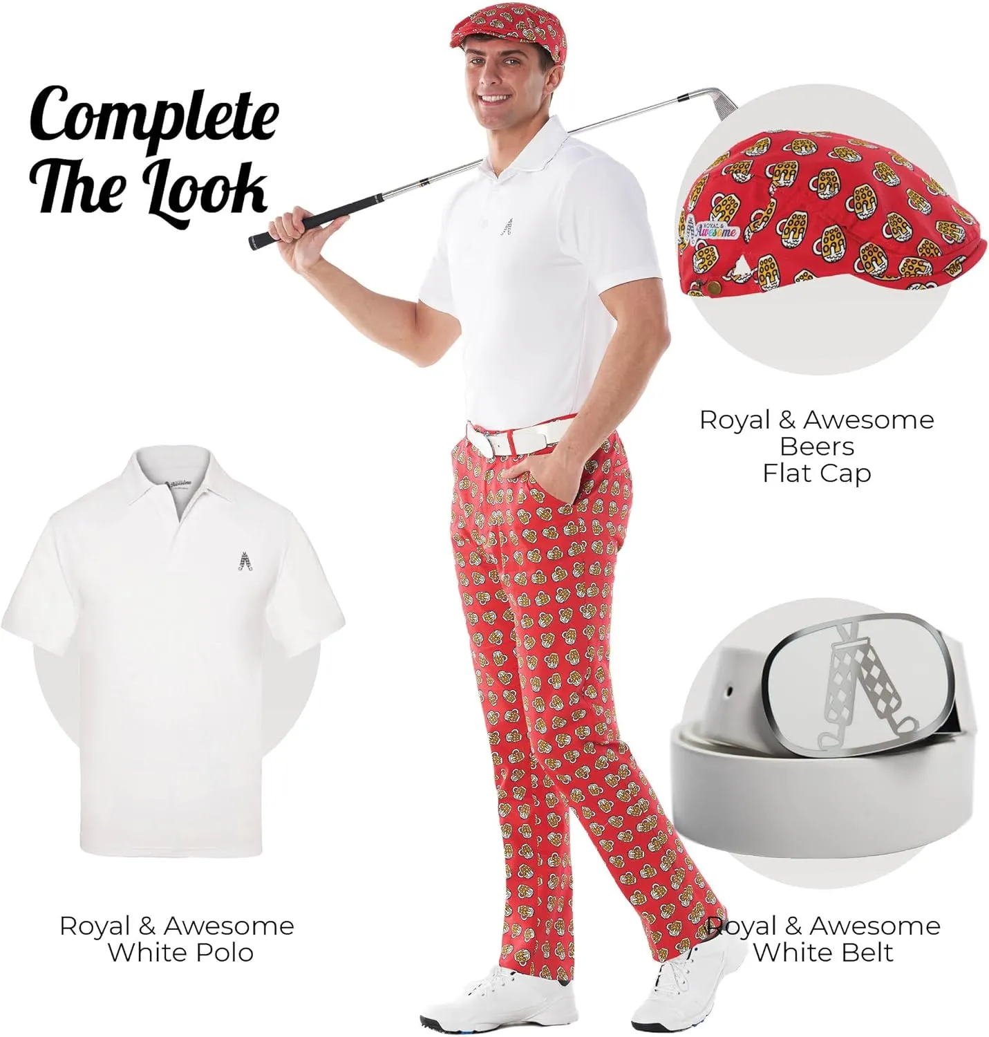 Royal & Awesome Mens Golf Pants, Golf Pants Men Relaxed Fit, Plaid Pants Men