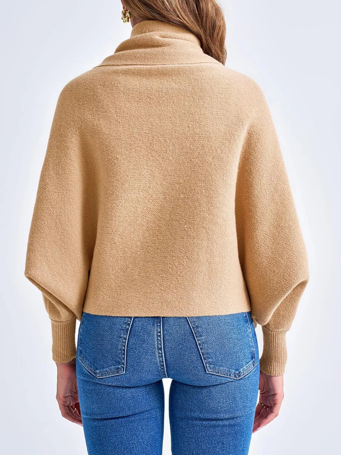 Saodimallsu Womens Open Front Cardigan Batwing Long Sleeve Shawl Chunky Knit Loose Fall Poncho Sweater Coats