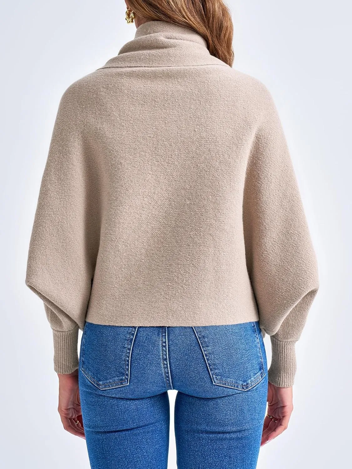 Saodimallsu Womens Open Front Cardigan Batwing Long Sleeve Shawl Chunky Knit Loose Fall Poncho Sweater Coats
