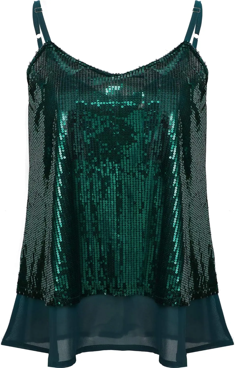 SATINIOR Christmas Women Sequin Tank Tops Sparkly Sequin Camisole Tops Glitter Sequined Vest Christmas Party