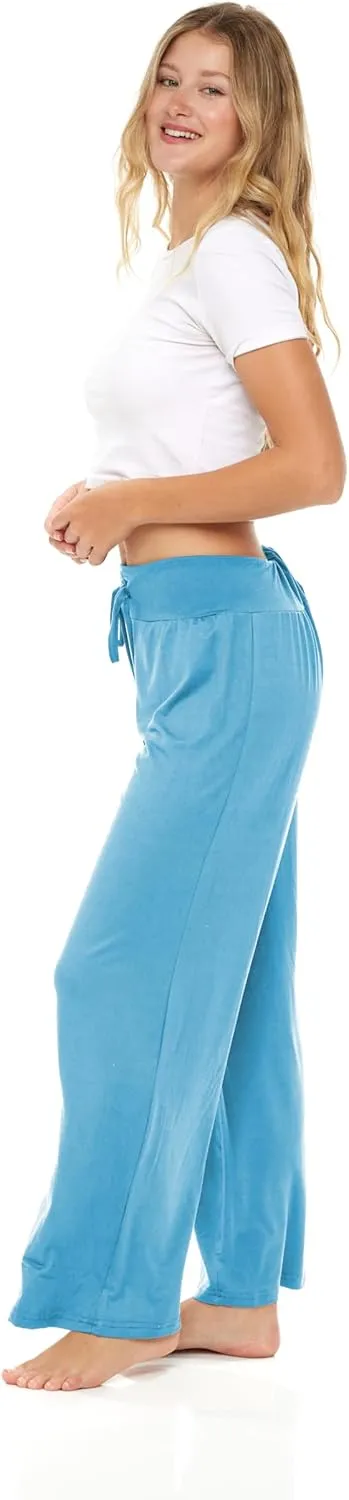 Sexy Basics Womens Lounge Pants | Wide Leg Hi Waisted - Ultra Soft Drawstring PJ Bottoms | Multi Packs & Colors