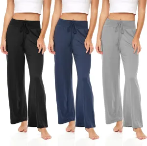Sexy Basics Womens Lounge Pants | Wide Leg Hi Waisted - Ultra Soft Drawstring PJ Bottoms | Multi Packs & Colors