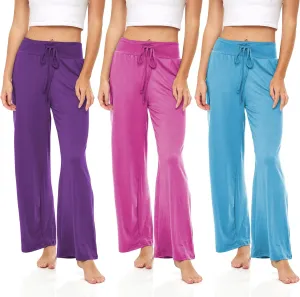 Sexy Basics Womens Lounge Pants | Wide Leg Hi Waisted - Ultra Soft Drawstring PJ Bottoms | Multi Packs & Colors