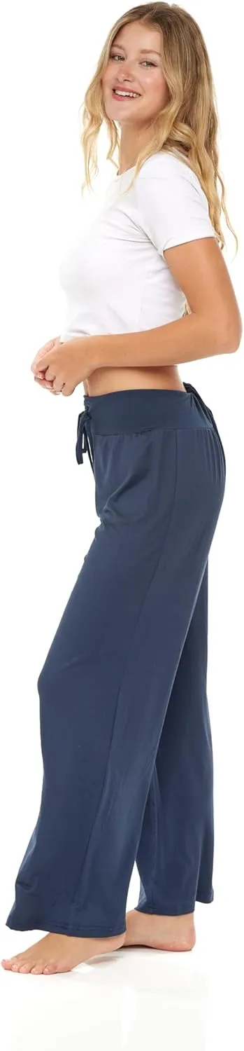 Sexy Basics Womens Lounge Pants | Wide Leg Hi Waisted - Ultra Soft Drawstring PJ Bottoms | Multi Packs & Colors