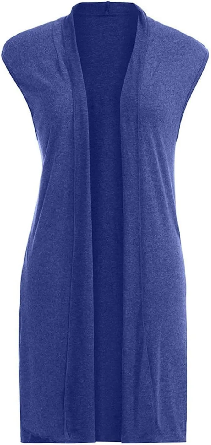 Summer Cardigans for Women Lightweight Long Knit Cardigan Vest Sleeveless Open Front Tunic Vest Sweater Duster Tops