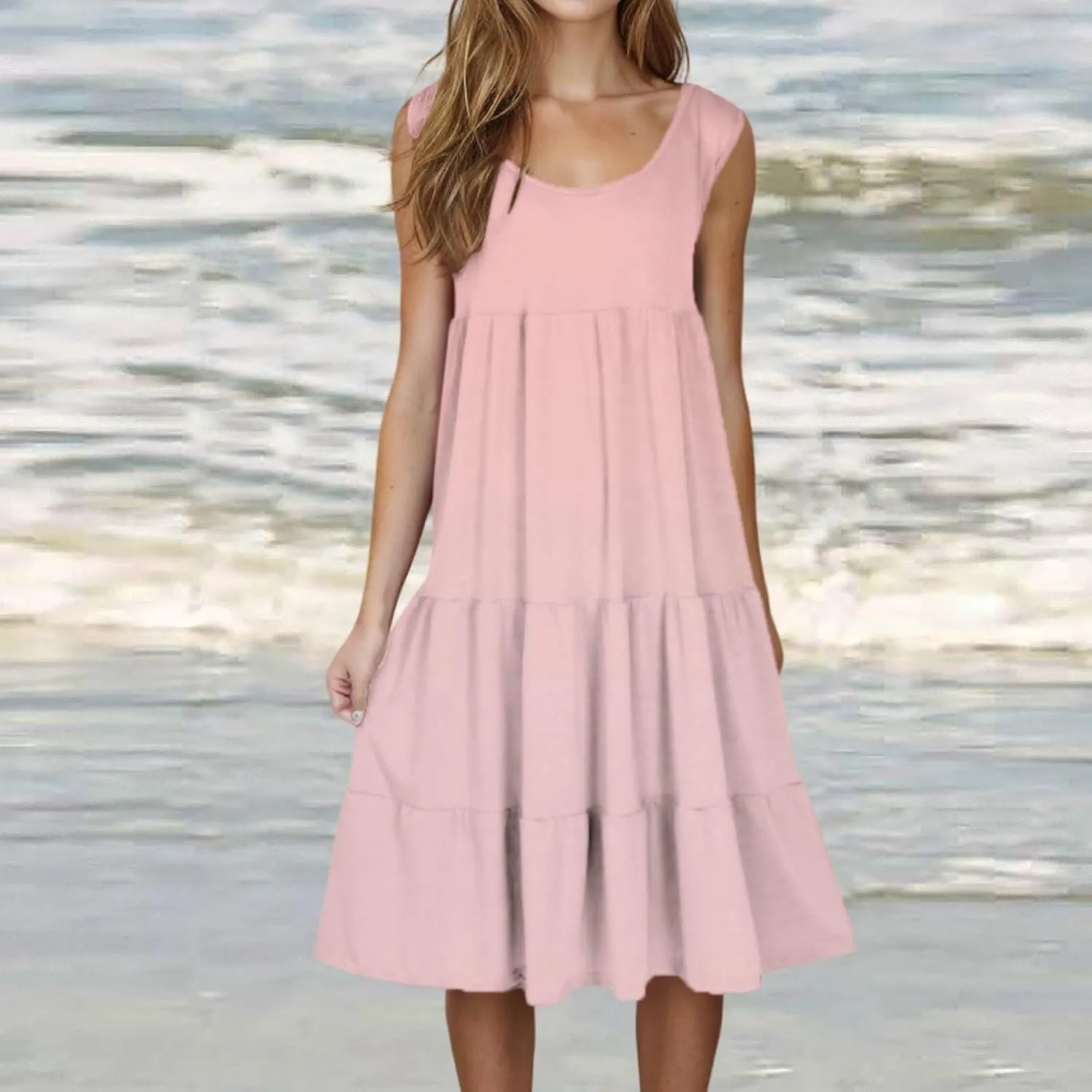 Summer Dresses for Women 2025 Trendy Plus Size Sleeveless Cute Sundresses Casual Loose Boho Beach Flowy Midi Dress
