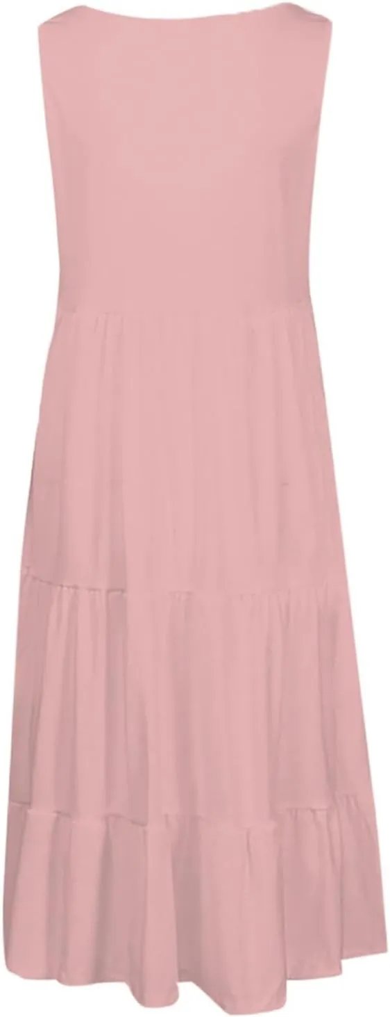 Summer Dresses for Women 2025 Trendy Plus Size Sleeveless Cute Sundresses Casual Loose Boho Beach Flowy Midi Dress