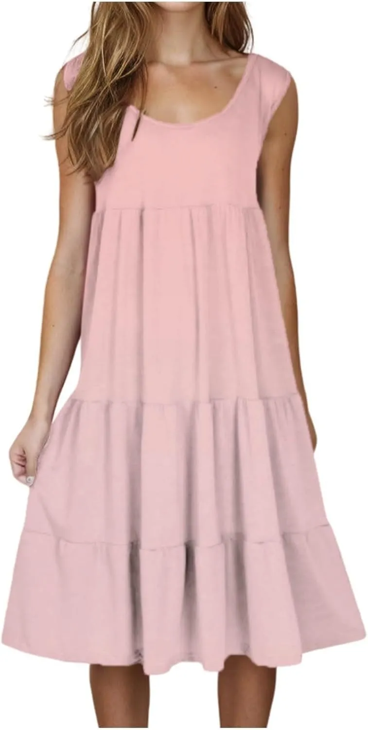 Summer Dresses for Women 2025 Trendy Plus Size Sleeveless Cute Sundresses Casual Loose Boho Beach Flowy Midi Dress