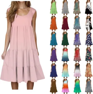 Summer Dresses for Women 2025 Trendy Plus Size Sleeveless Cute Sundresses Casual Loose Boho Beach Flowy Midi Dress