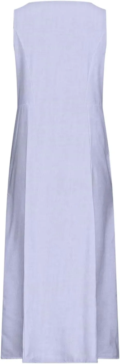 Summer Dresses for Women Cotton Linen Sleeveless Maxi Dress Casual Plus Size Long Length Beach Dress with Pockets