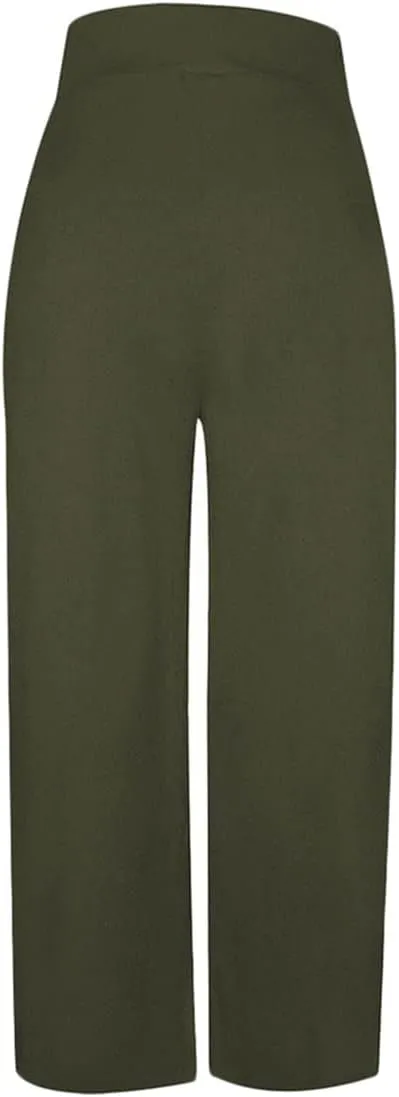 Sunwittafy Womens Wide-Leg Pants Casual Solid Color High Waist Loose Pants Loose Trousers with Pockets Streetwear