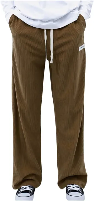 SUWBMHWE Corduroy Pants for Men Corduroy Baggy Wide Leg Joggers Pants Casual Cargo Pants Elastic Waist Sweatpants