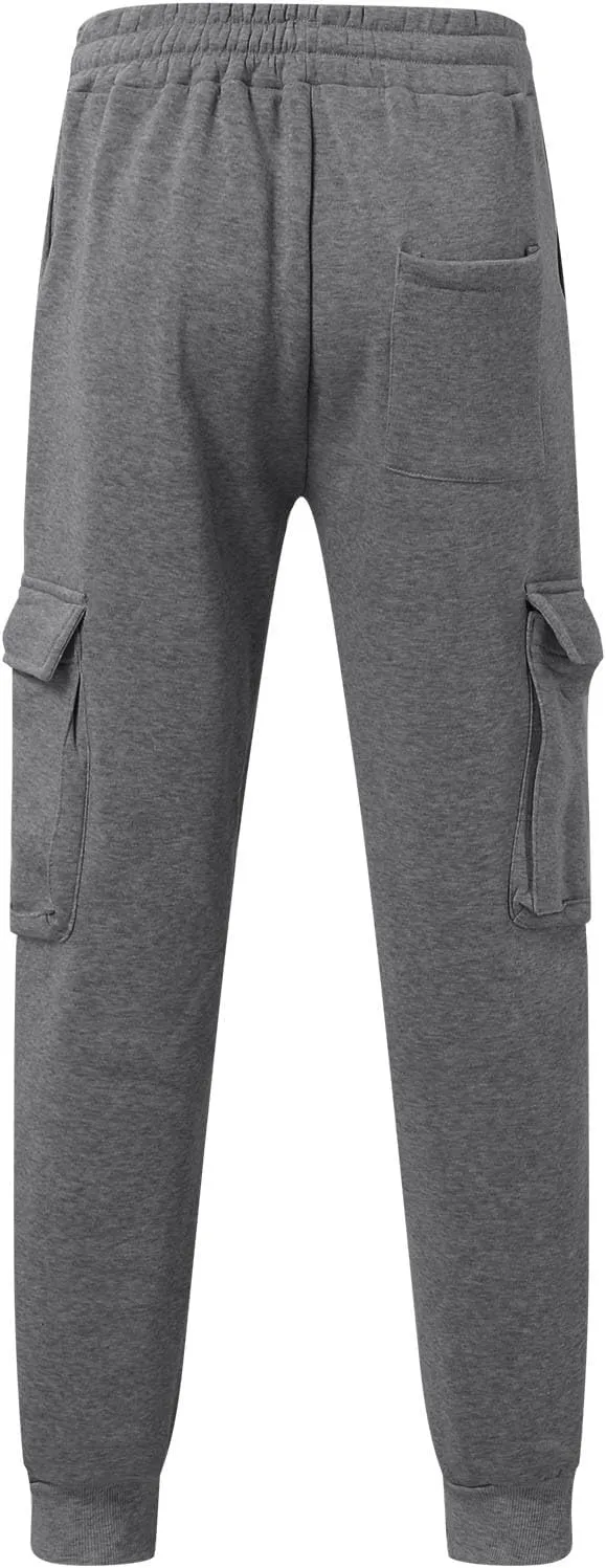 SUWBMHWE Men Cargo Pants Stretch Drawstring Elastic Waist Sweatpants Tall Regular Fit Pants Joggers Trousers with Pockets