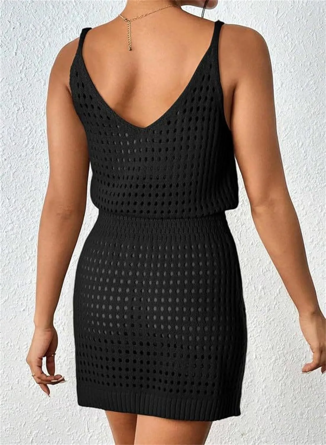 Swimsuit Coverup for Women Crochet Hollow Out Knit Beach Bathing Suit Swim Cover Ups Summer Mini Vacation Dresses