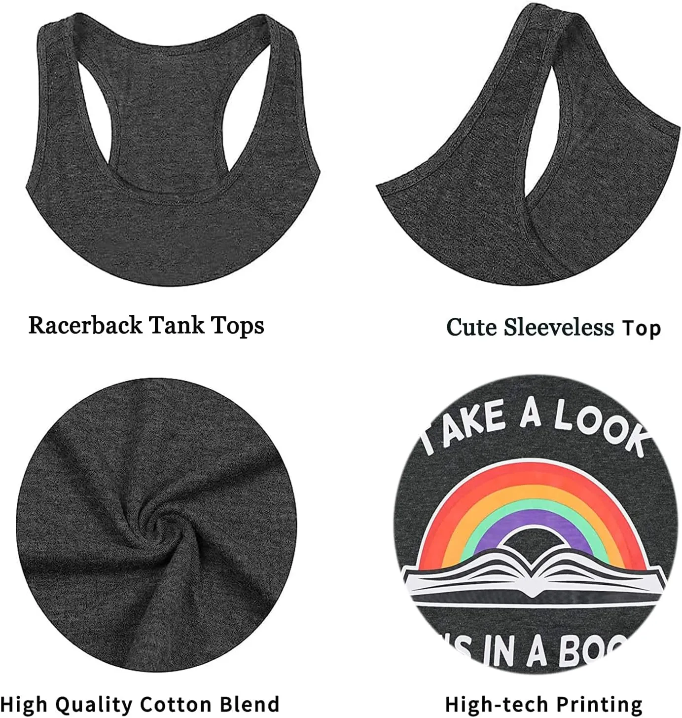 Take A Look Its in A Book T-Shirt Women Cute Book Lover Gift Teacher Shirt Reading Top Funny Letter Print Rainbow Graphic Tee