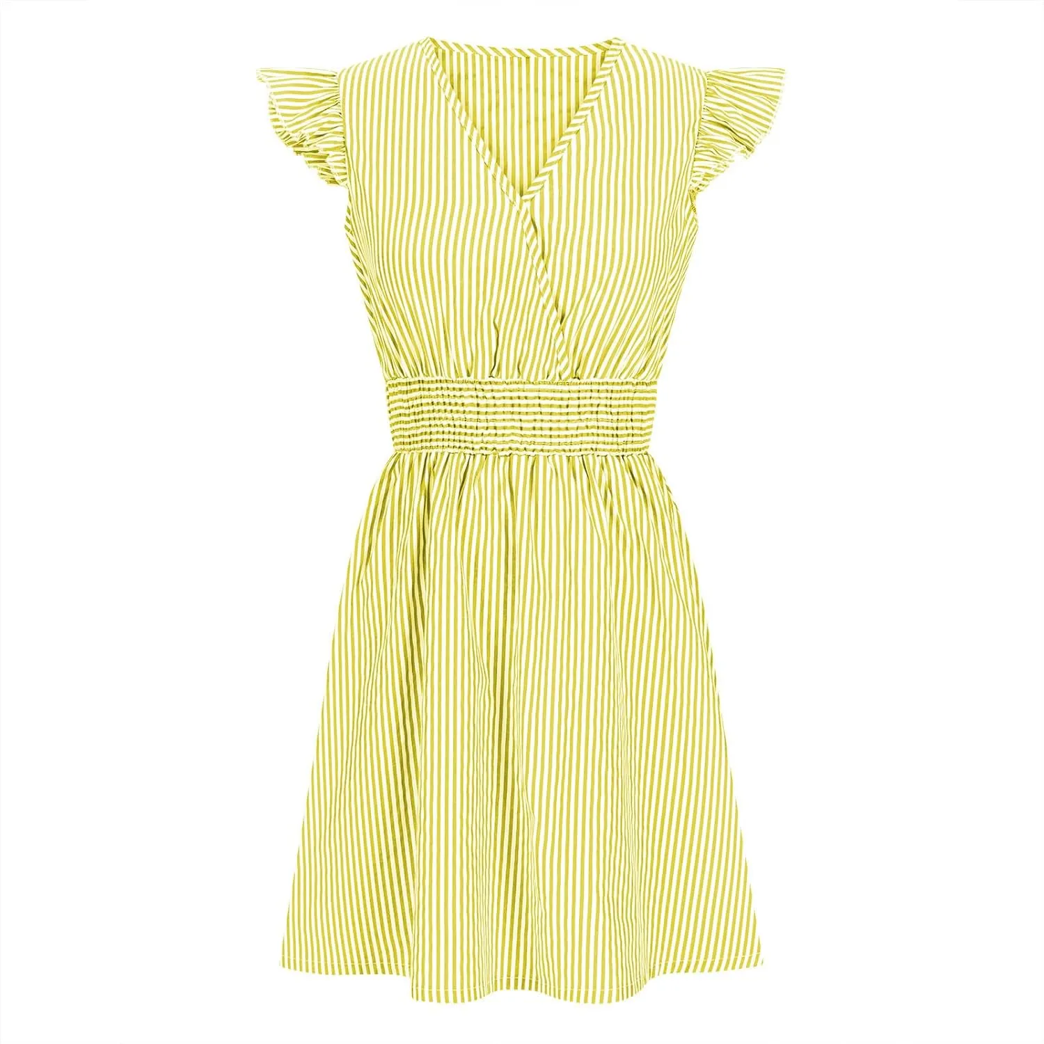 TANGNADE Women's Summer Midi Dress Striped Short Sleeve V Neck T Shirt Dresses Loose A Line Flowy Casual Beach Sundress
