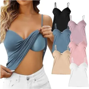 Tank Top with Built in Bra for Women Sports Cami Shirts Spring Summer Workout Camisoles Sleeveless Bras Under Clothes