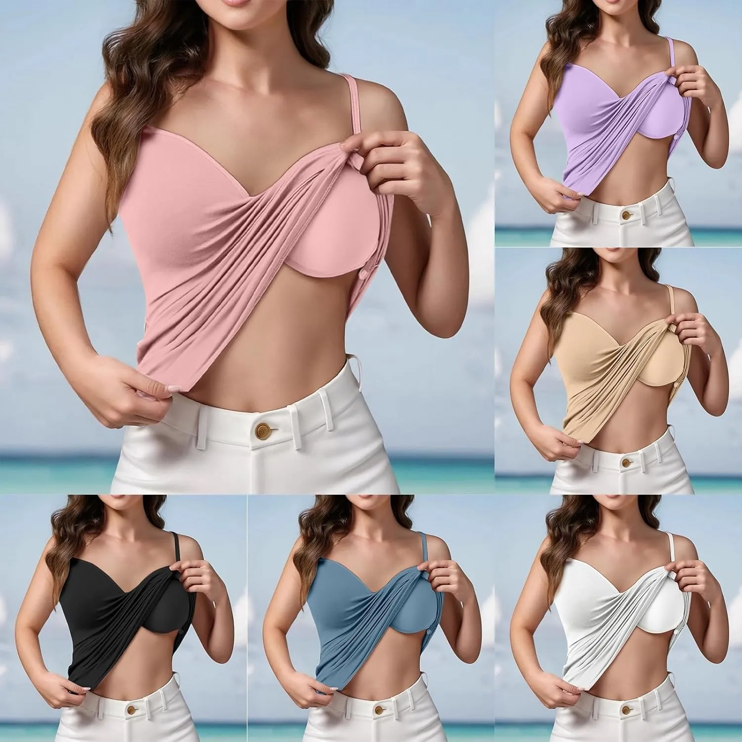 Tank Top with Built in Bra for Women Sports Cami Shirts Spring Summer Workout Camisoles Sleeveless Bras Under Clothes