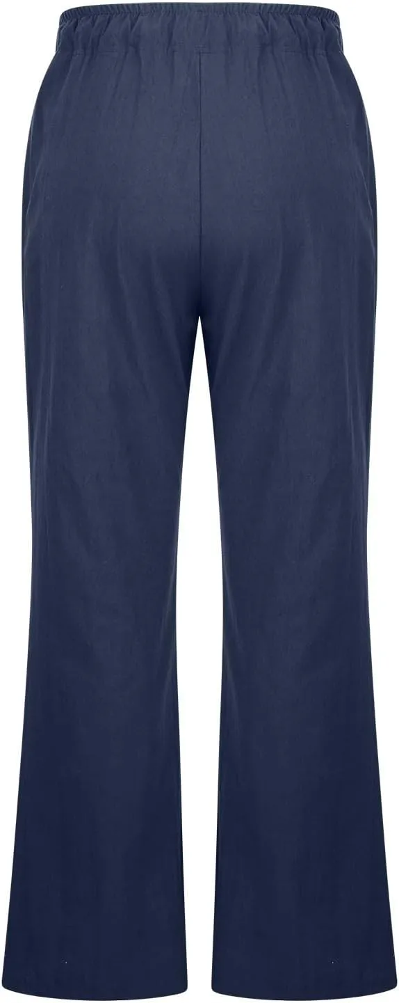 TARIENDY Casual Pants Women Summer Lightweight High Waisted Palazzo Pants Loose Comfy Straight Leg Trousers with Pockets