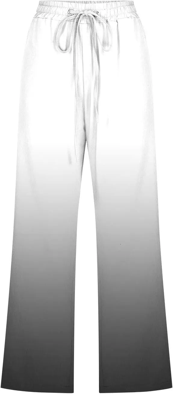 TARIENDY Plus Size Capris for Women Women's high Waist Boho Capris Summer Straight Leg Outfits Elastic Drawstring Pants