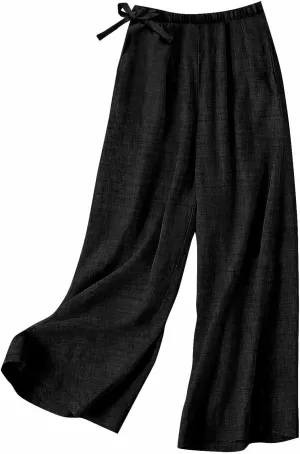 TARIENDY Womens High Waisted Pants 2025 Summer Casual Trousers Wide Leg Lightweight Pants Elastic Drawstring Comfy Pants