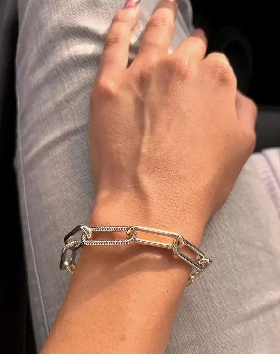 Textured Two Tone Paperclip Bracelet