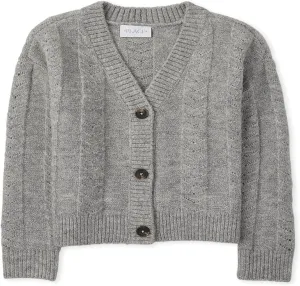 The Children's Place Girls' Long Sleeve Knit Button Front Cardigan