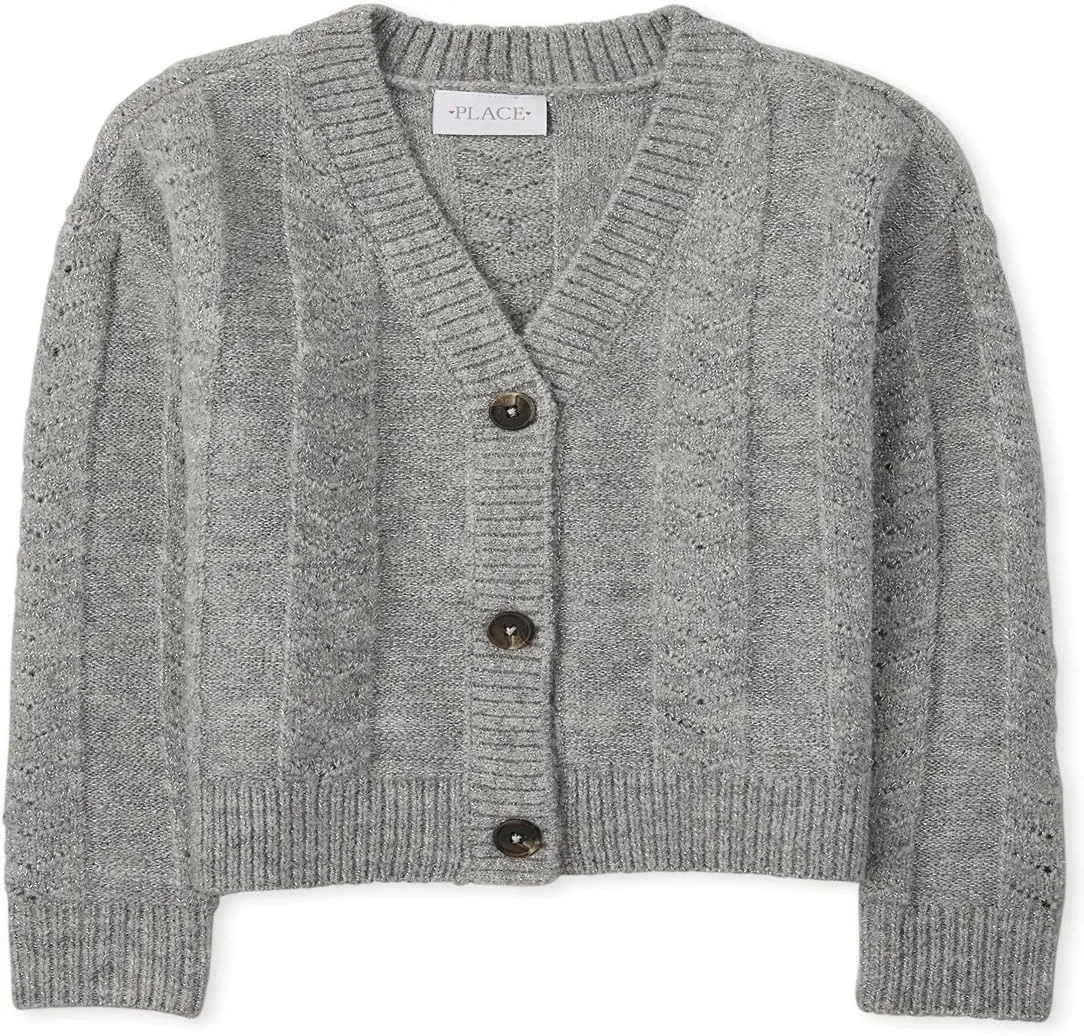 The Children's Place Girls' Long Sleeve Knit Button Front Cardigan