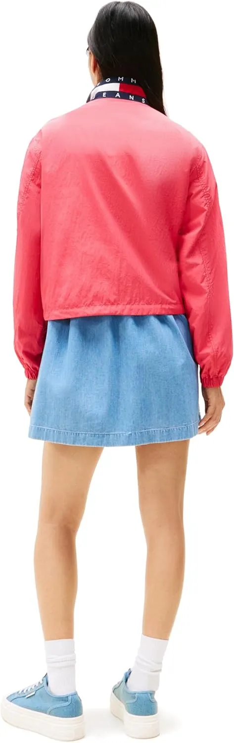 Tommy Jeans Women's Lightweight Varsity Windbreaker Jacket with Logo Detail