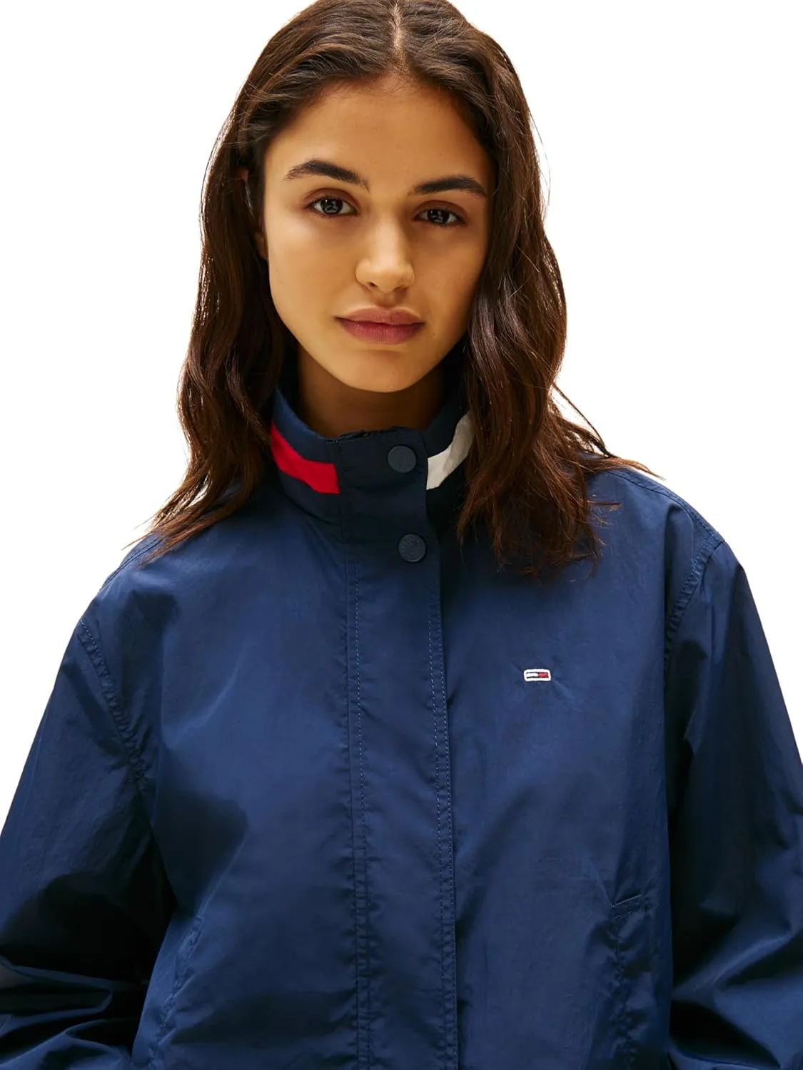 Tommy Jeans Women's Lightweight Varsity Windbreaker Jacket with Logo Detail