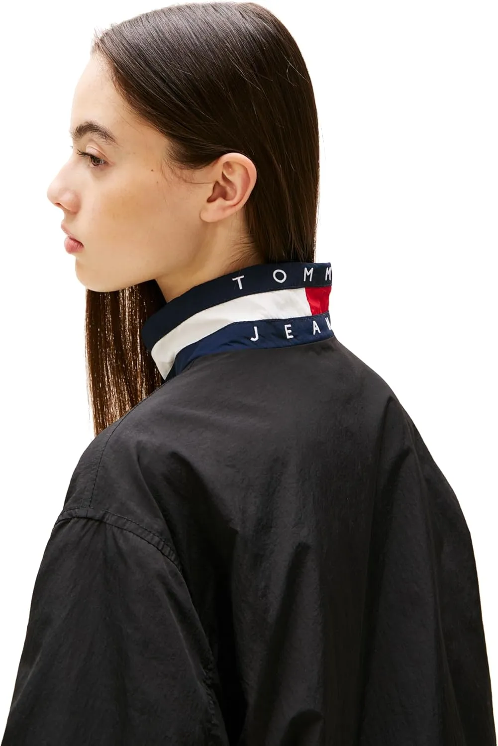 Tommy Jeans Women's Lightweight Varsity Windbreaker Jacket with Logo Detail