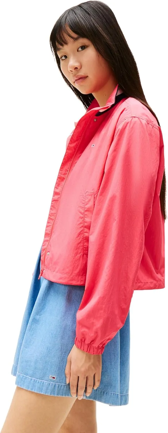 Tommy Jeans Women's Lightweight Varsity Windbreaker Jacket with Logo Detail