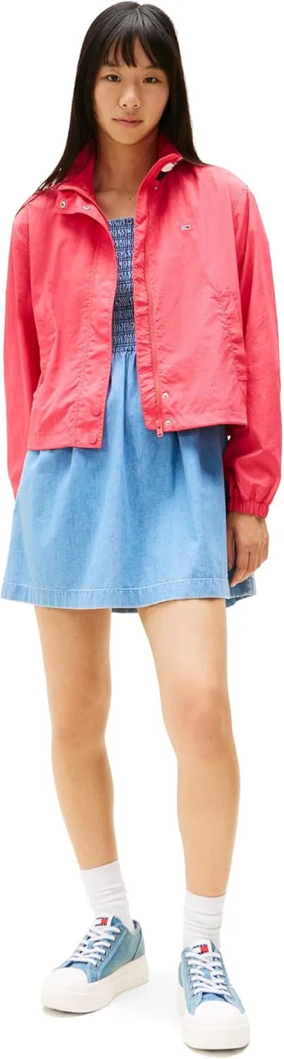 Tommy Jeans Women's Lightweight Varsity Windbreaker Jacket with Logo Detail
