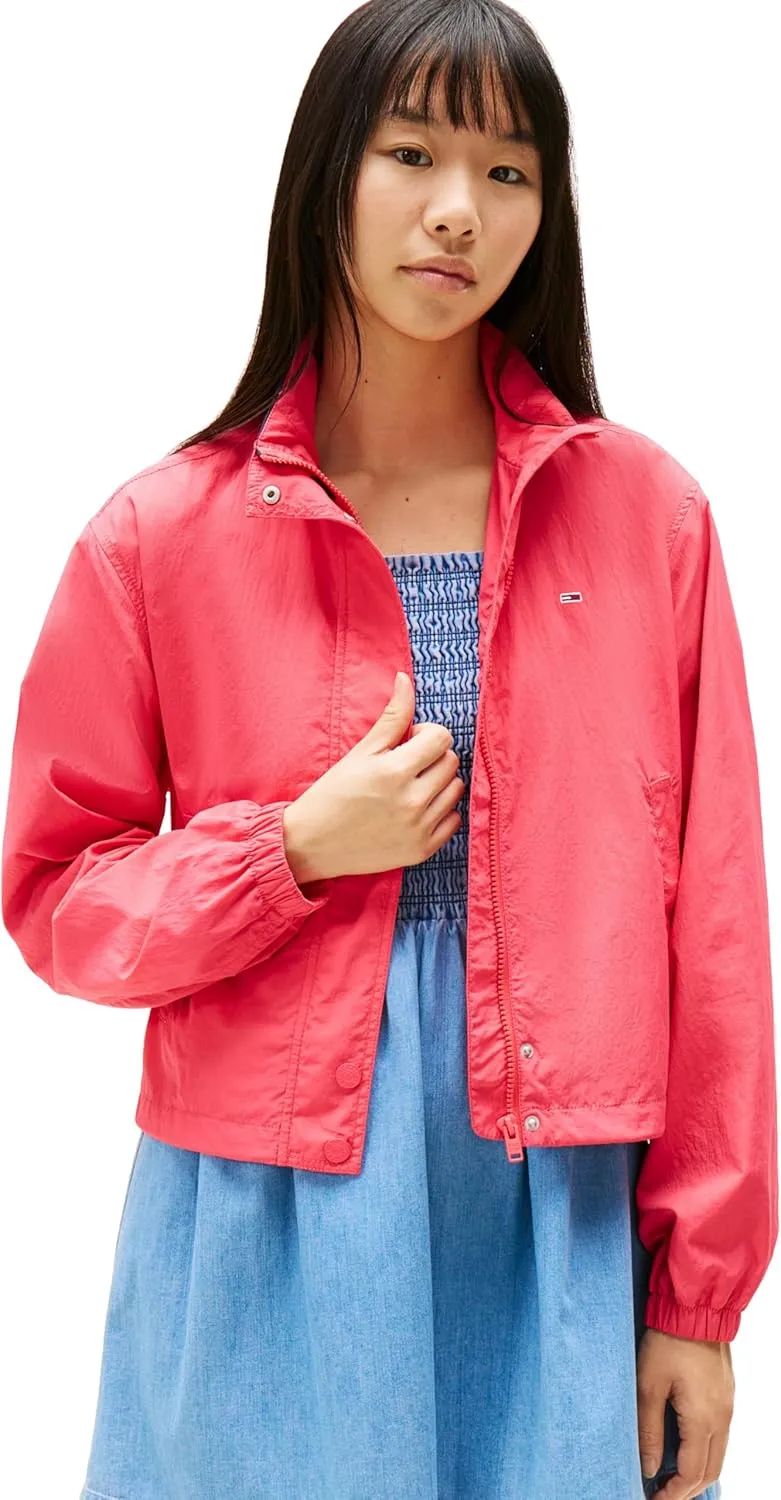 Tommy Jeans Women's Lightweight Varsity Windbreaker Jacket with Logo Detail