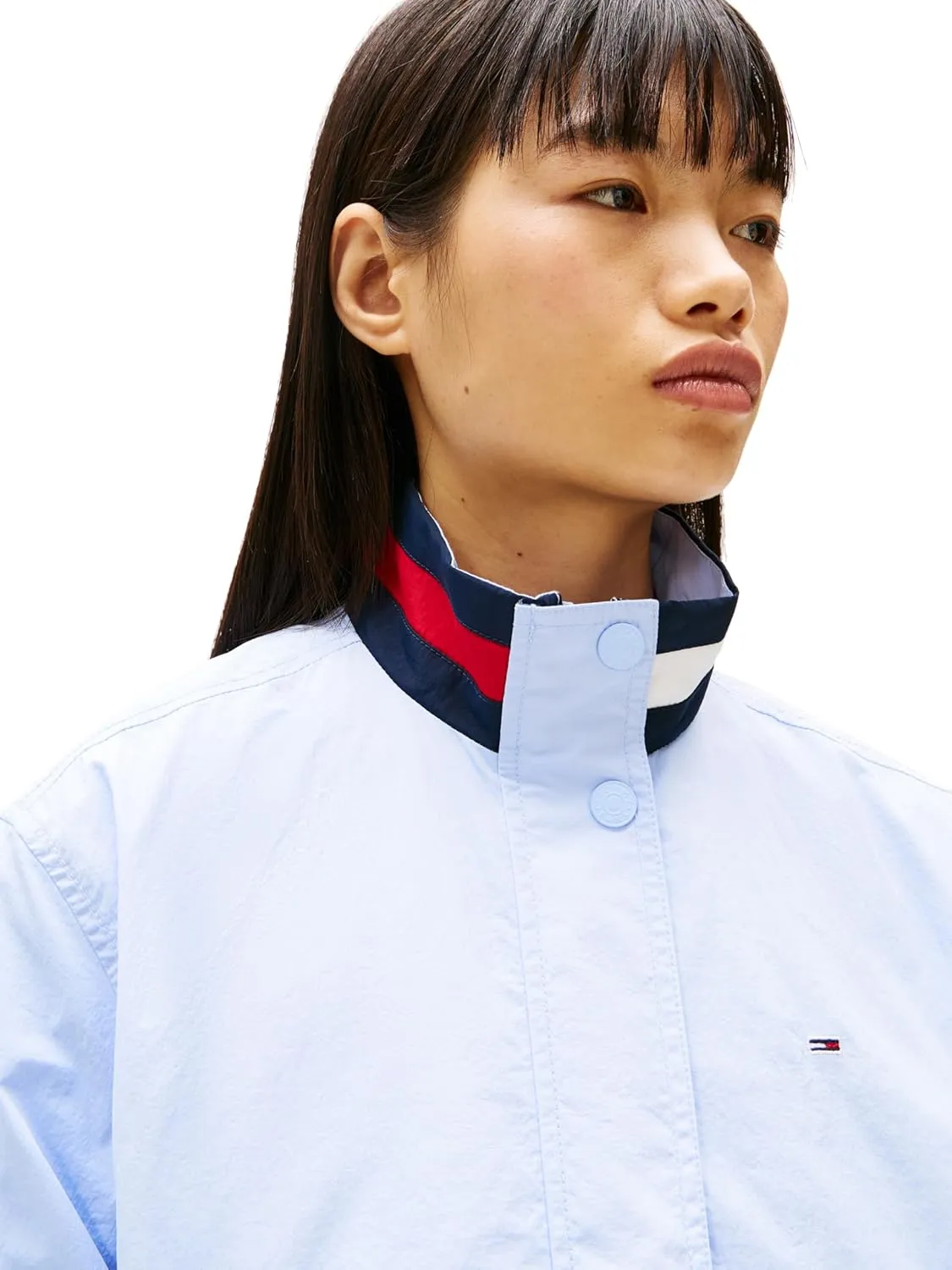 Tommy Jeans Women's Lightweight Varsity Windbreaker Jacket with Logo Detail