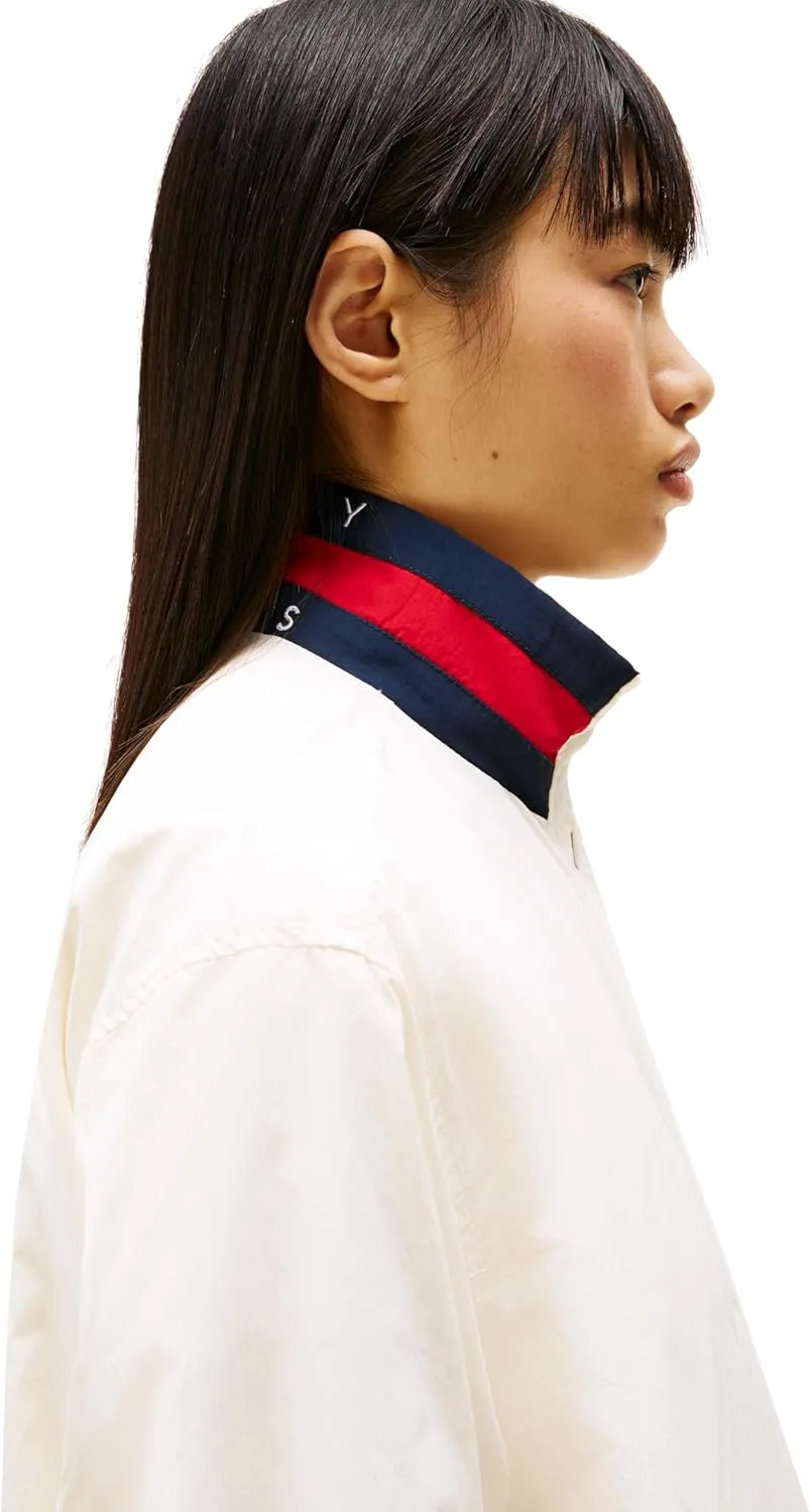 Tommy Jeans Women's Lightweight Varsity Windbreaker Jacket with Logo Detail