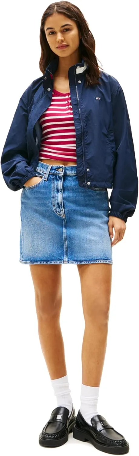 Tommy Jeans Women's Lightweight Varsity Windbreaker Jacket with Logo Detail