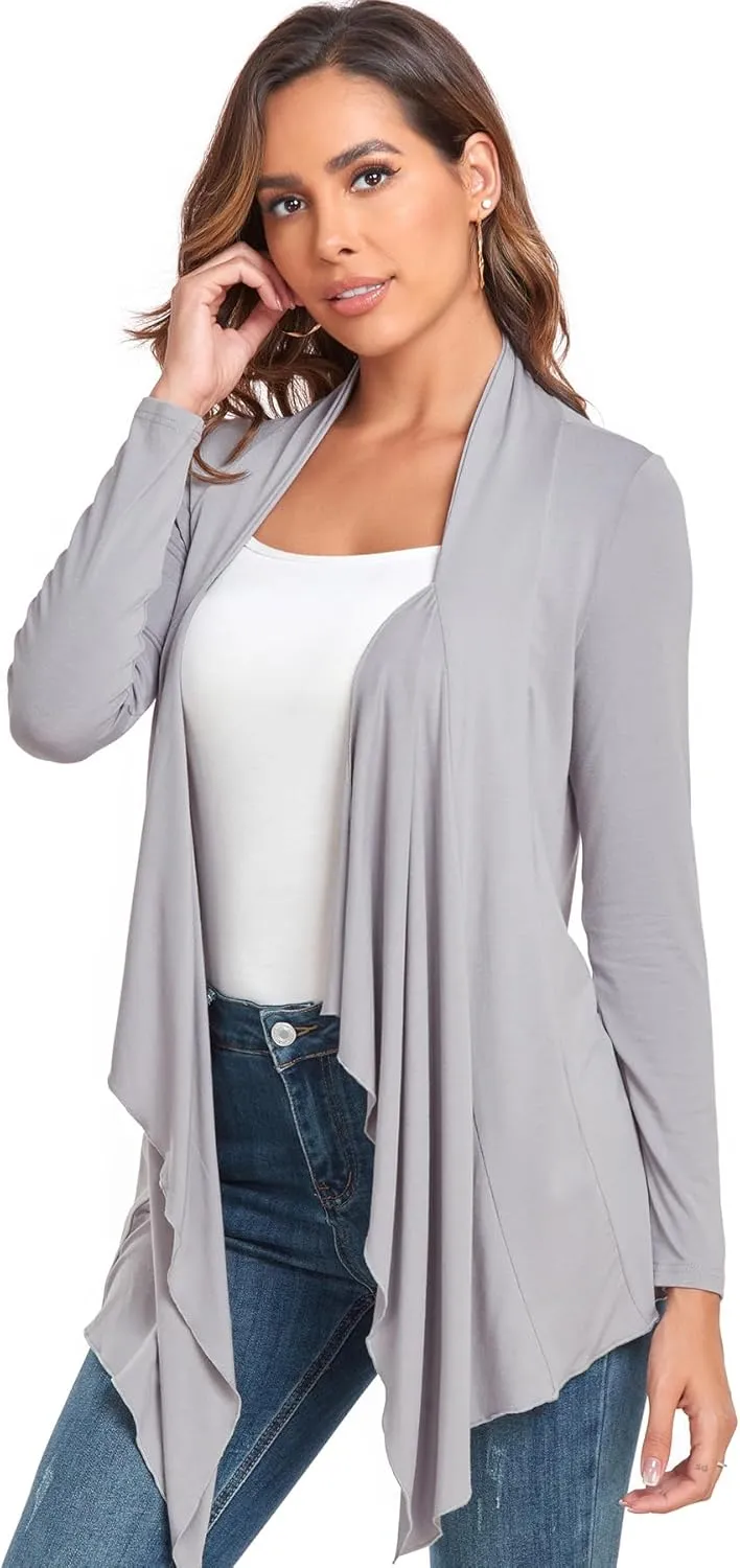 TownCat Cardigans for Women, Soft Drape Front Open Womens Cardigans, Lightweight Long Sleeve Cardigan Irregular Hem