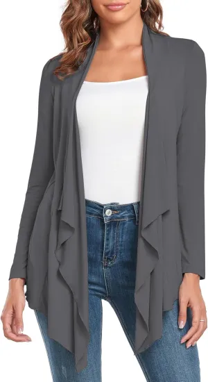 TownCat Cardigans for Women, Soft Drape Front Open Womens Cardigans, Lightweight Long Sleeve Cardigan Irregular Hem
