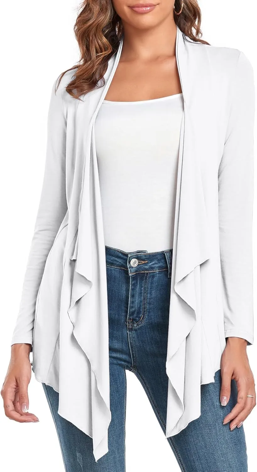 TownCat Cardigans for Women, Soft Drape Front Open Womens Cardigans, Lightweight Long Sleeve Cardigan Irregular Hem