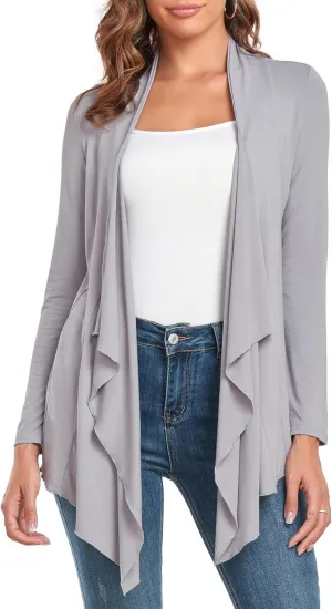 TownCat Cardigans for Women, Soft Drape Front Open Womens Cardigans, Lightweight Long Sleeve Cardigan Irregular Hem