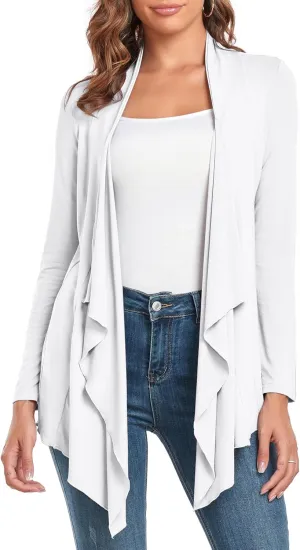 TownCat Cardigans for Women, Soft Drape Front Open Womens Cardigans, Lightweight Long Sleeve Cardigan Irregular Hem