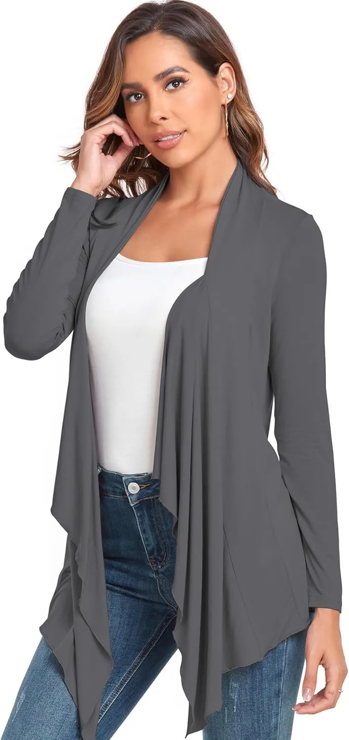 TownCat Cardigans for Women, Soft Drape Front Open Womens Cardigans, Lightweight Long Sleeve Cardigan Irregular Hem