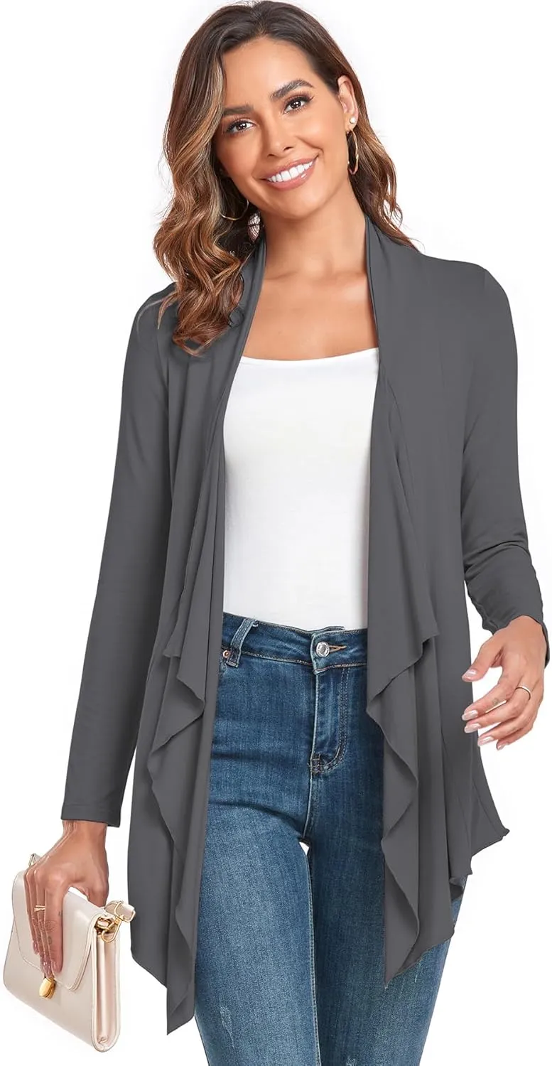 TownCat Cardigans for Women, Soft Drape Front Open Womens Cardigans, Lightweight Long Sleeve Cardigan Irregular Hem