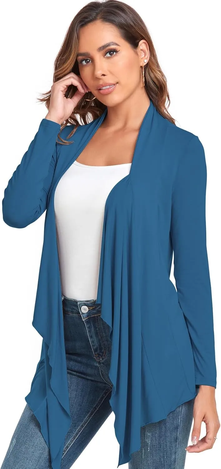 TownCat Cardigans for Women, Soft Drape Front Open Womens Cardigans, Lightweight Long Sleeve Cardigan Irregular Hem