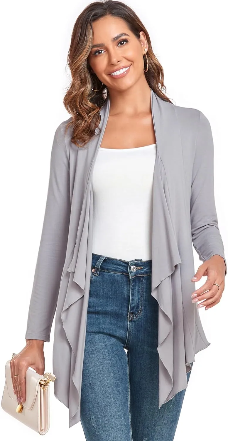TownCat Cardigans for Women, Soft Drape Front Open Womens Cardigans, Lightweight Long Sleeve Cardigan Irregular Hem