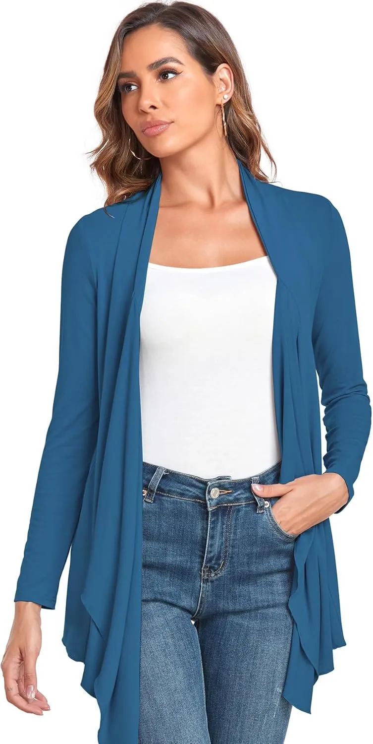 TownCat Cardigans for Women, Soft Drape Front Open Womens Cardigans, Lightweight Long Sleeve Cardigan Irregular Hem