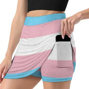 Transgender Pride Flag Shorts Skirt Womens Light Proof Trouser Skirts Divided Skirt High Waist A Line Gym Skorts