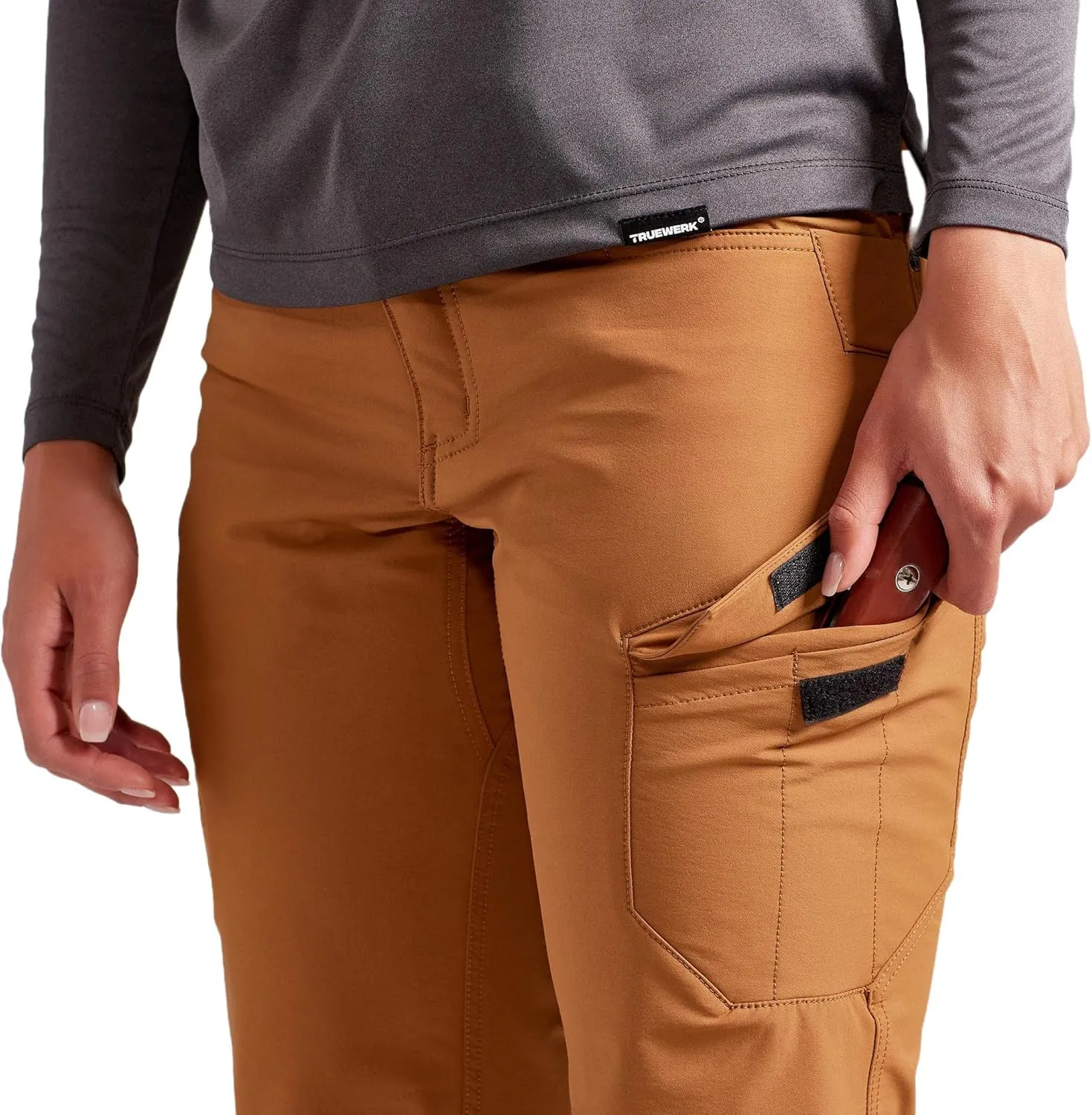 TRUEWERK Womens Workwear Pants - T2 WerkPants - Relaxed Fit, Lightweight, Water Resistant, Cargo Pants with 4-Way Stretch